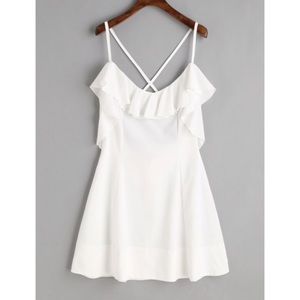 Cross Cross Back White Mini Dress